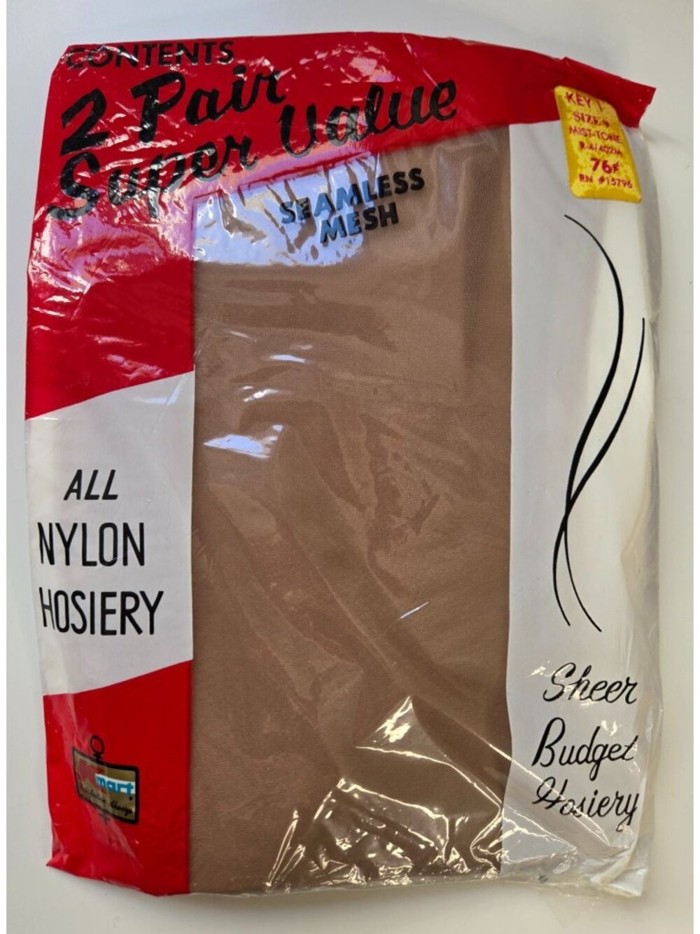 Vtg Kmart Seamless Mesh Sheer All Nylon Hosiery 2 Pair Size 9 Mist-Tone Package